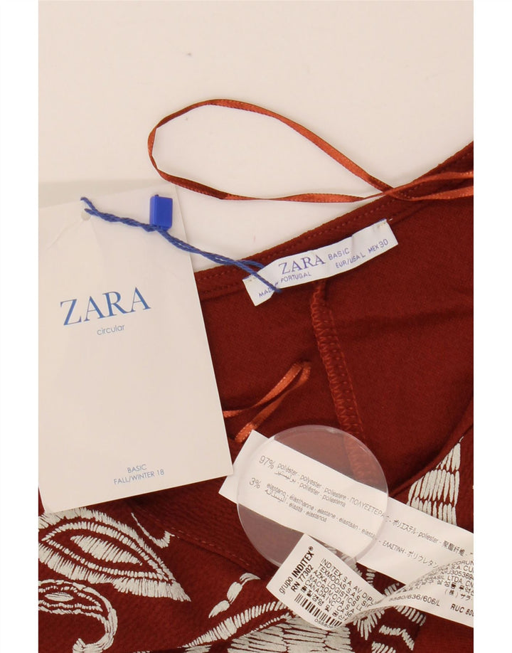 Женское платье прямого кроя ZARA UK 16, большой темно-бордовый полиэстер с рисунком пейсли