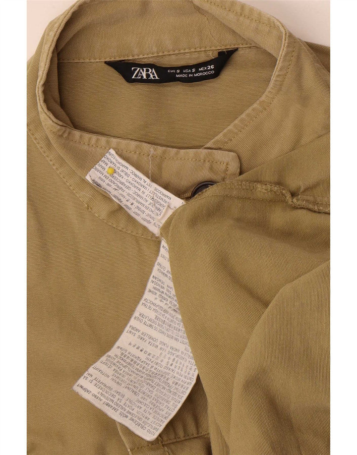 Женская куртка оверсайз в стиле милитари Zara UK 10, маленький размер, цвет хаки, хлопок