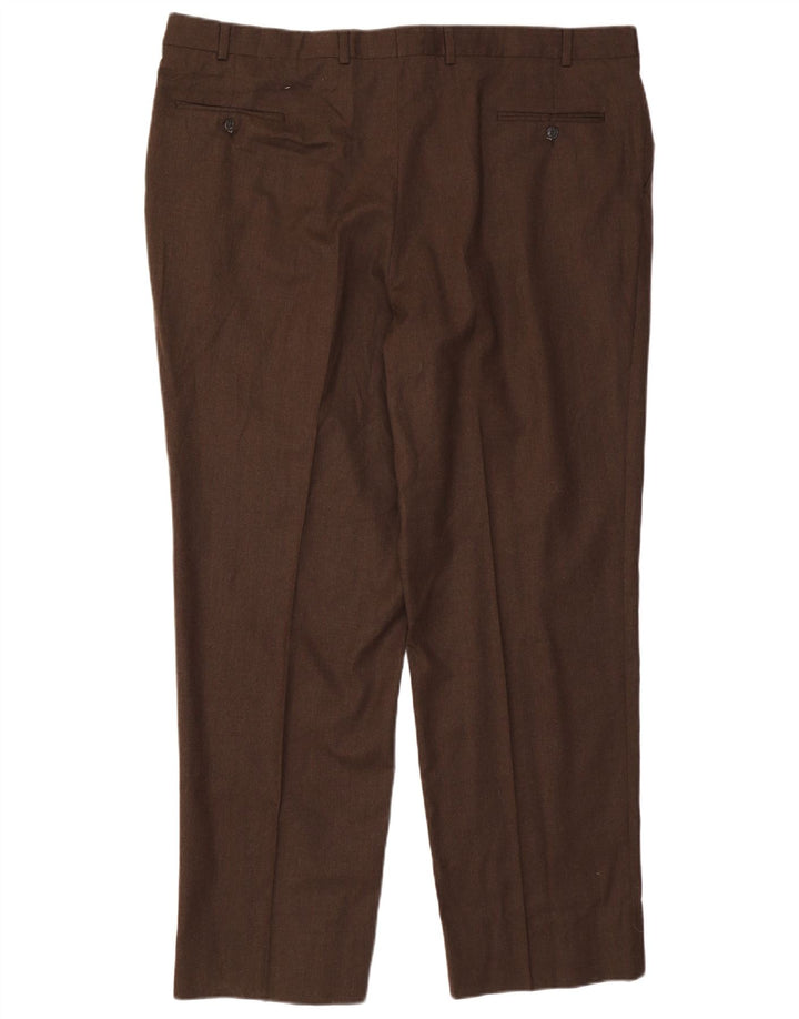 RALPH LAUREN Мужские костюмные брюки W46 L33 Коричневые шерстяные