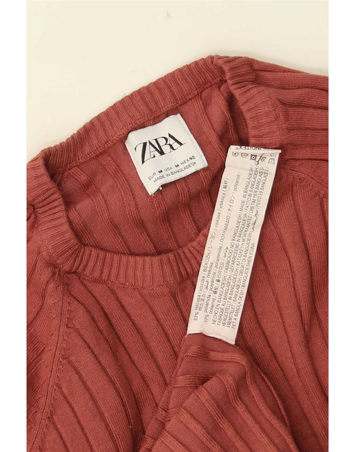 Мужской джемпер с круглым вырезом Zara, средний коричневый вискозный свитер
