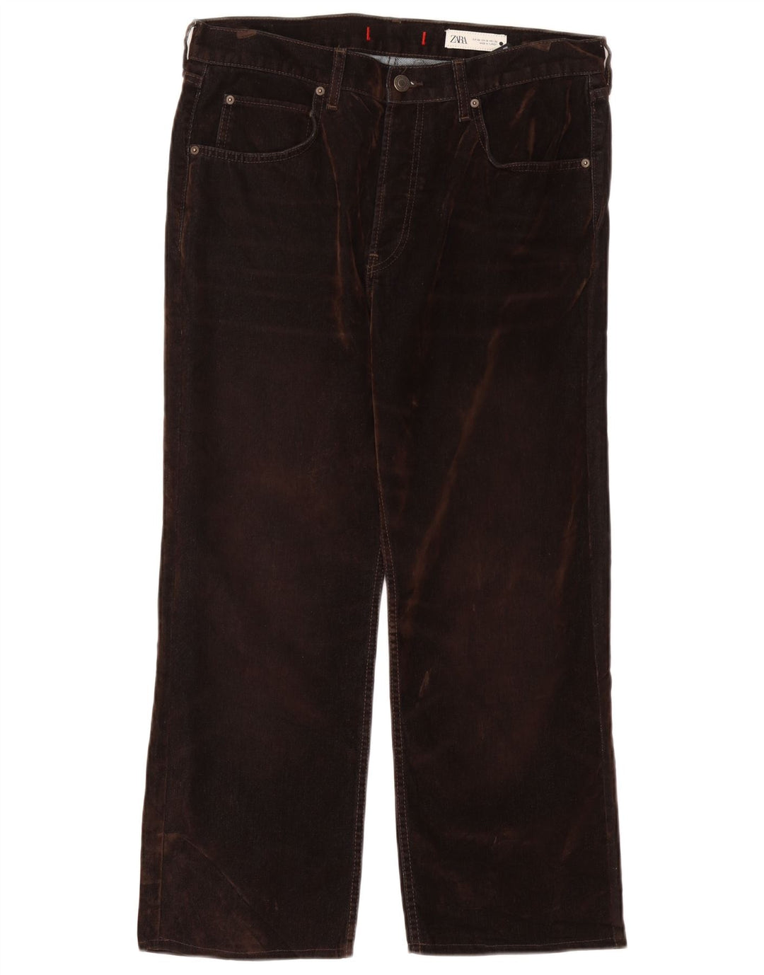 Женские укороченные джинсы ZARA EU 42, большие W32 L25, коричневые, хлопок