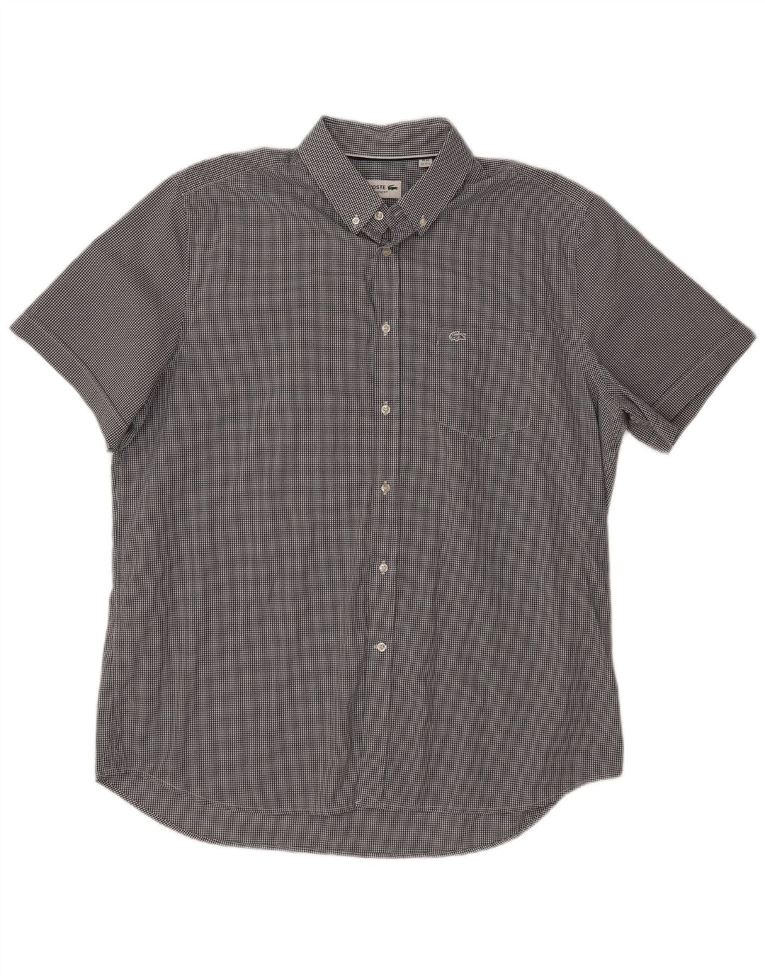 LACOSTE Мужская рубашка с коротким рукавом, размер 44 17 1/2 XL, черная клетка