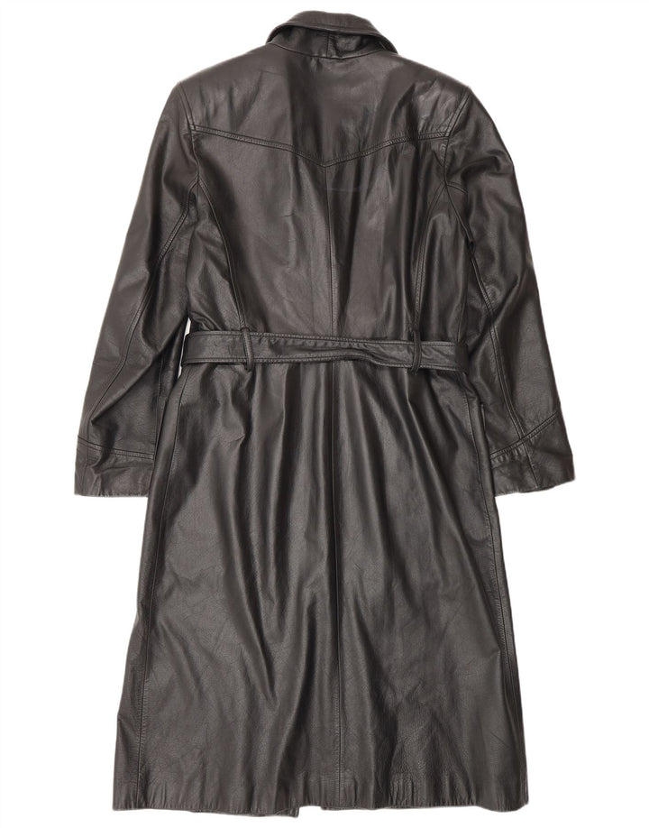 Женское кожаное пальто HENNES EU 42, большое, черное кожаное