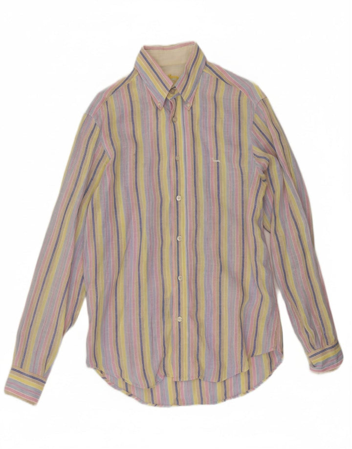 HARMONT & BLAINE Mens Shirt Medium Multicoloured Striped Linen Vintage Harmont & Blaine and Second-Hand Harmont & Blaine from Messina Hembry 