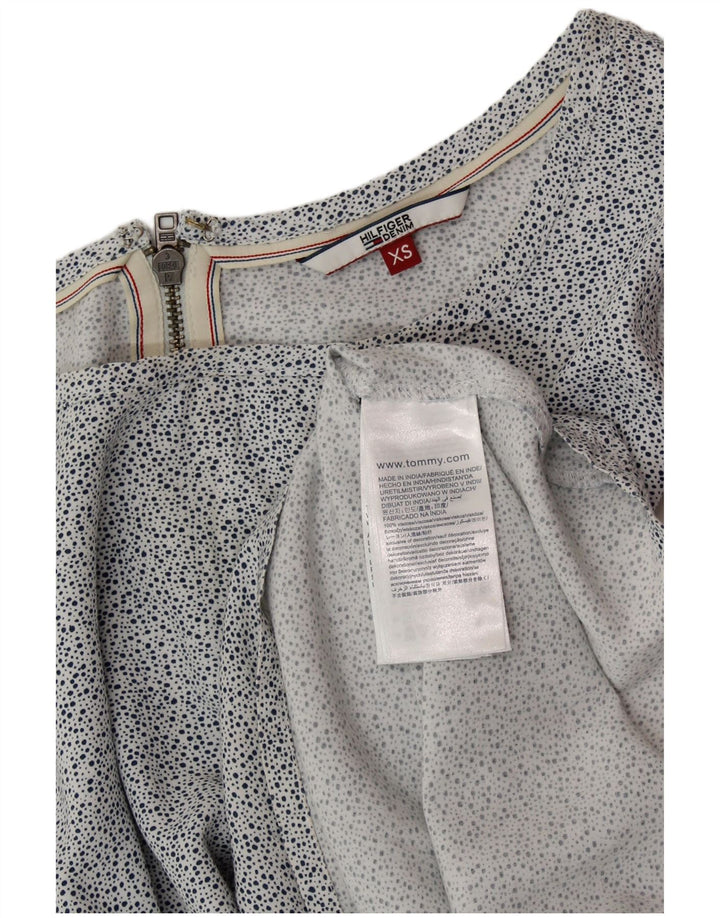 TOMMY HILFIGER Женское платье-трапеция без рукавов UK 6 XS Белый в крапинку