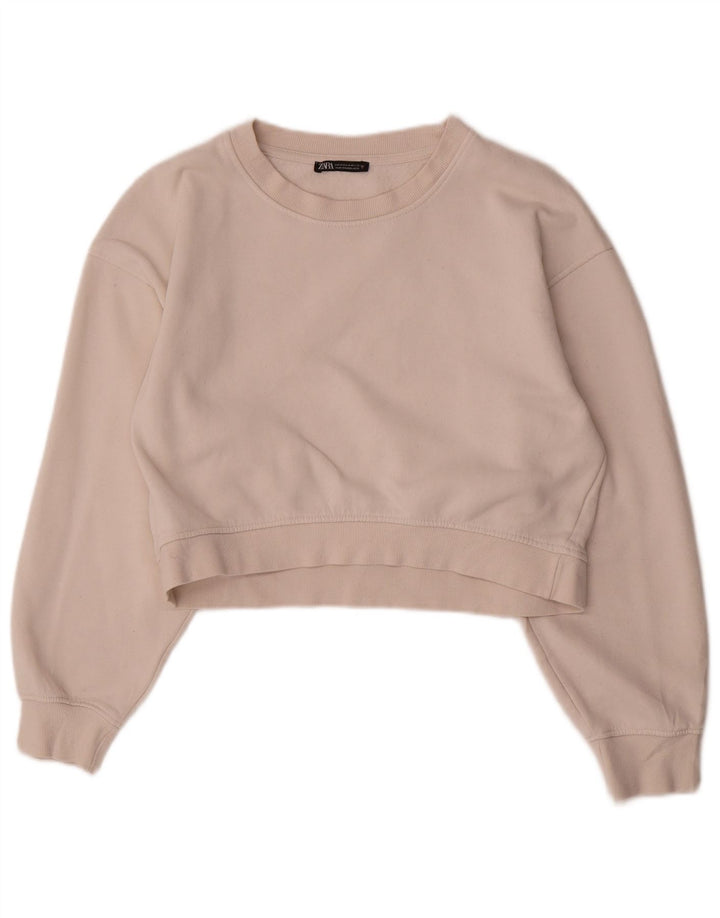 Женский укороченный спортивный костюм Zara UK 14, средний белый хлопок, белый