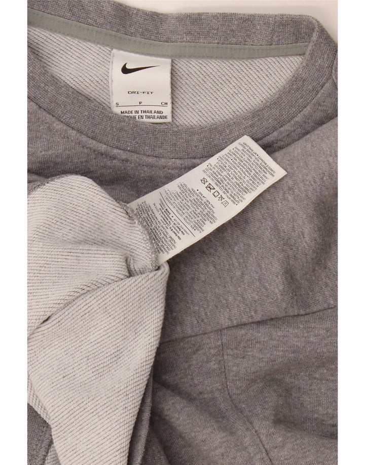 Женский укороченный свитшот большого размера с графикой Nike UK 10, маленький серый