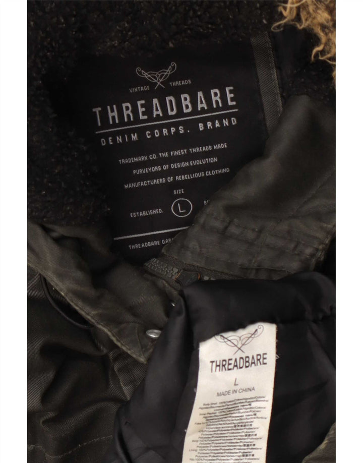 Мужская куртка из вощеного хлопка с капюшоном Threadbare UK 40, большая зеленая