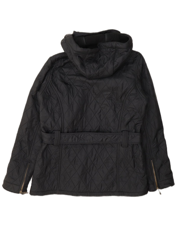 Женская стеганая куртка с капюшоном Barbour UK 12, полиамид среднего серого цвета
