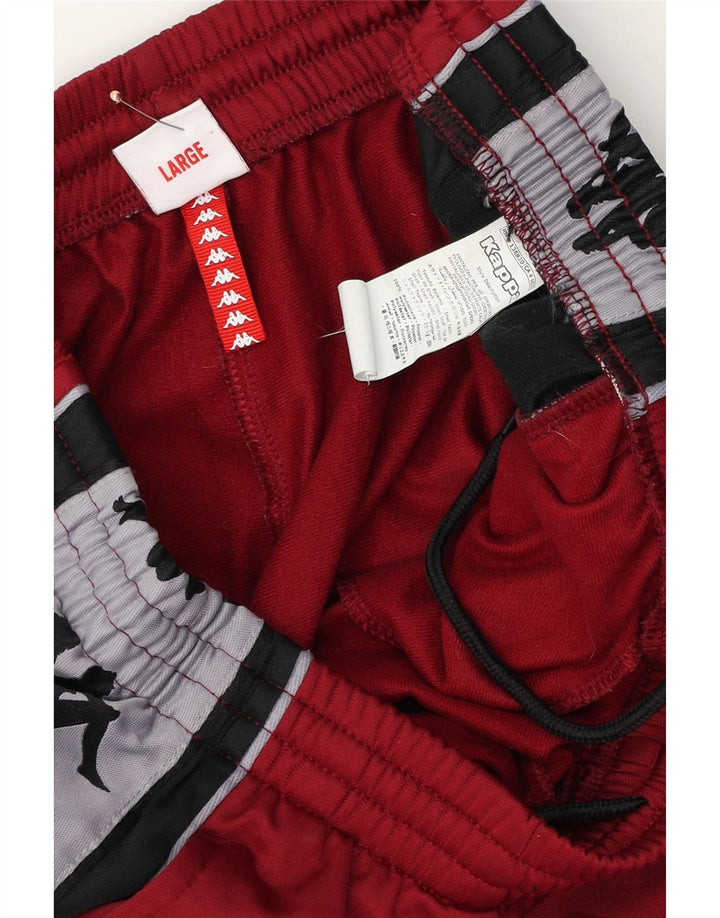 Мужские спортивные брюки Kappa с графическим рисунком, большие бордовые, полиэстер с цветными блоками