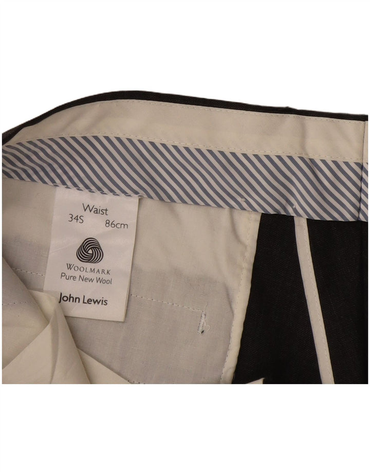 Мужские прямые костюмные брюки John Lewis W34 L29, черные шерстяные