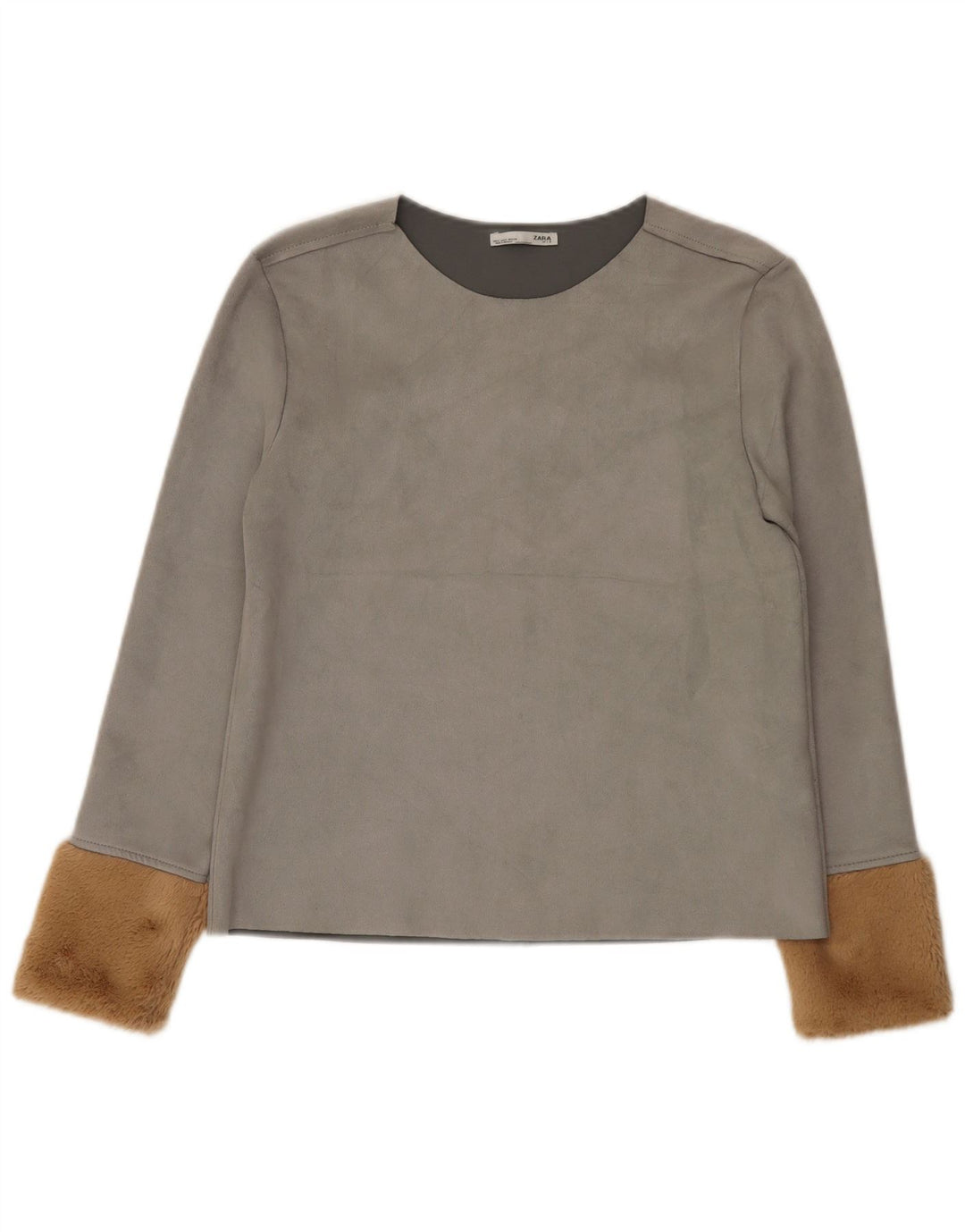 Женская блузка Zara Top UK 10, маленькая, серая, цветной блок