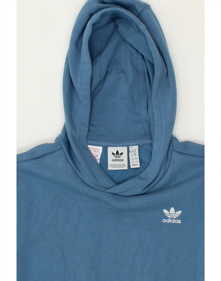 ADIDAS Boys Hoodie Jumper 11-12 Years Blue Vintage Adidas and Second-Hand Adidas from Messina Hembry 