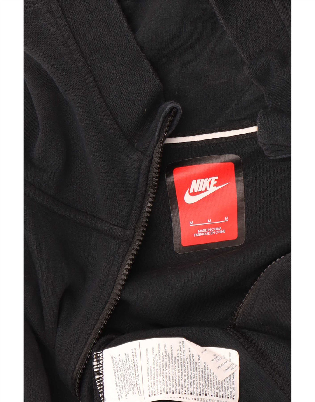 Мужской свитер с капюшоном на молнии Nike среднего размера, черный, хлопок
