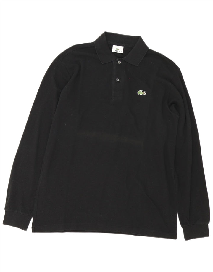 Мужская рубашка-поло с длинным рукавом Lacoste, размер 4, средний черный хлопок