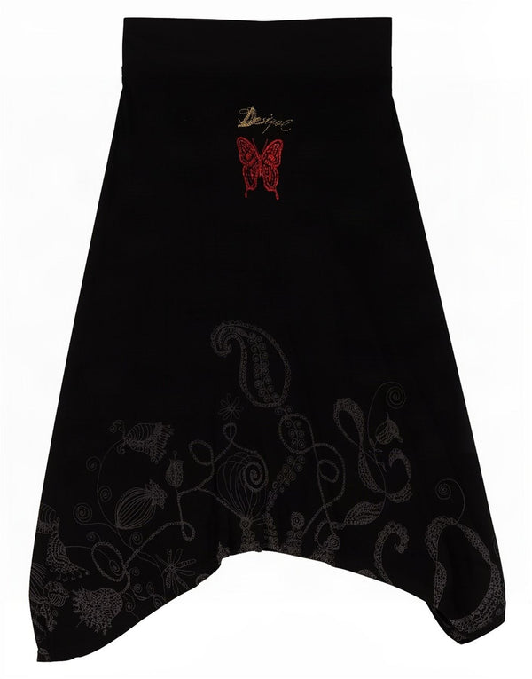 Женская асимметричная юбка Desigual с рисунком, средний размер W30, черная, вискоза с пейсли
