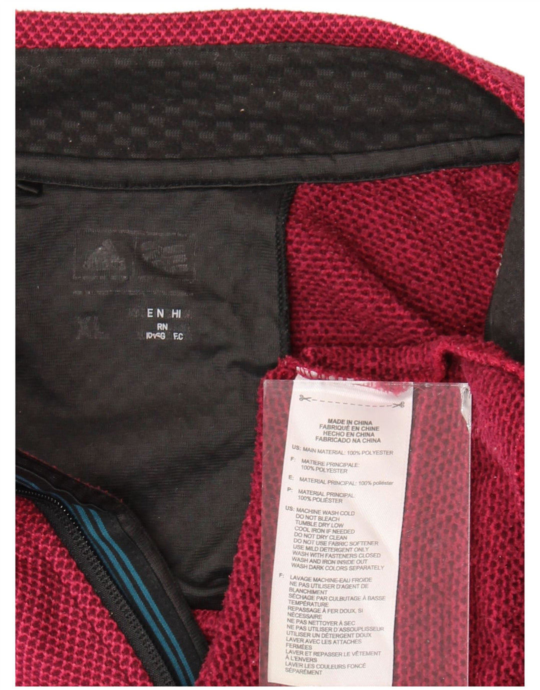 Adidas Мужская толстовка с воротником на молнии XL Красный полиэстер