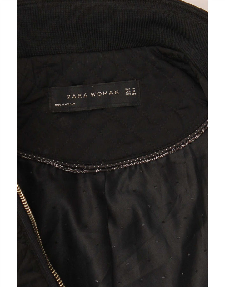 Женская стеганая куртка Zara UK 12, средний черный полиэстер