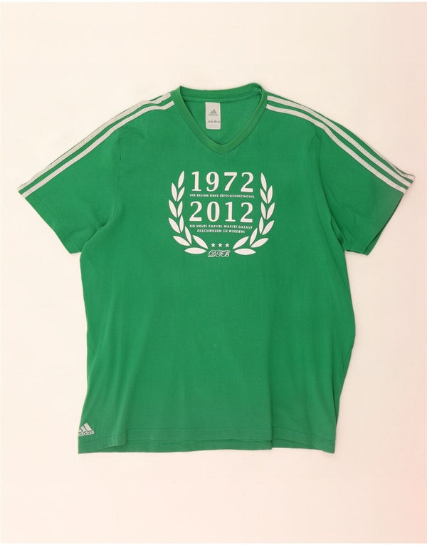 Adidas Mens Graphic T-Shirt Top 2XL Green Cotton