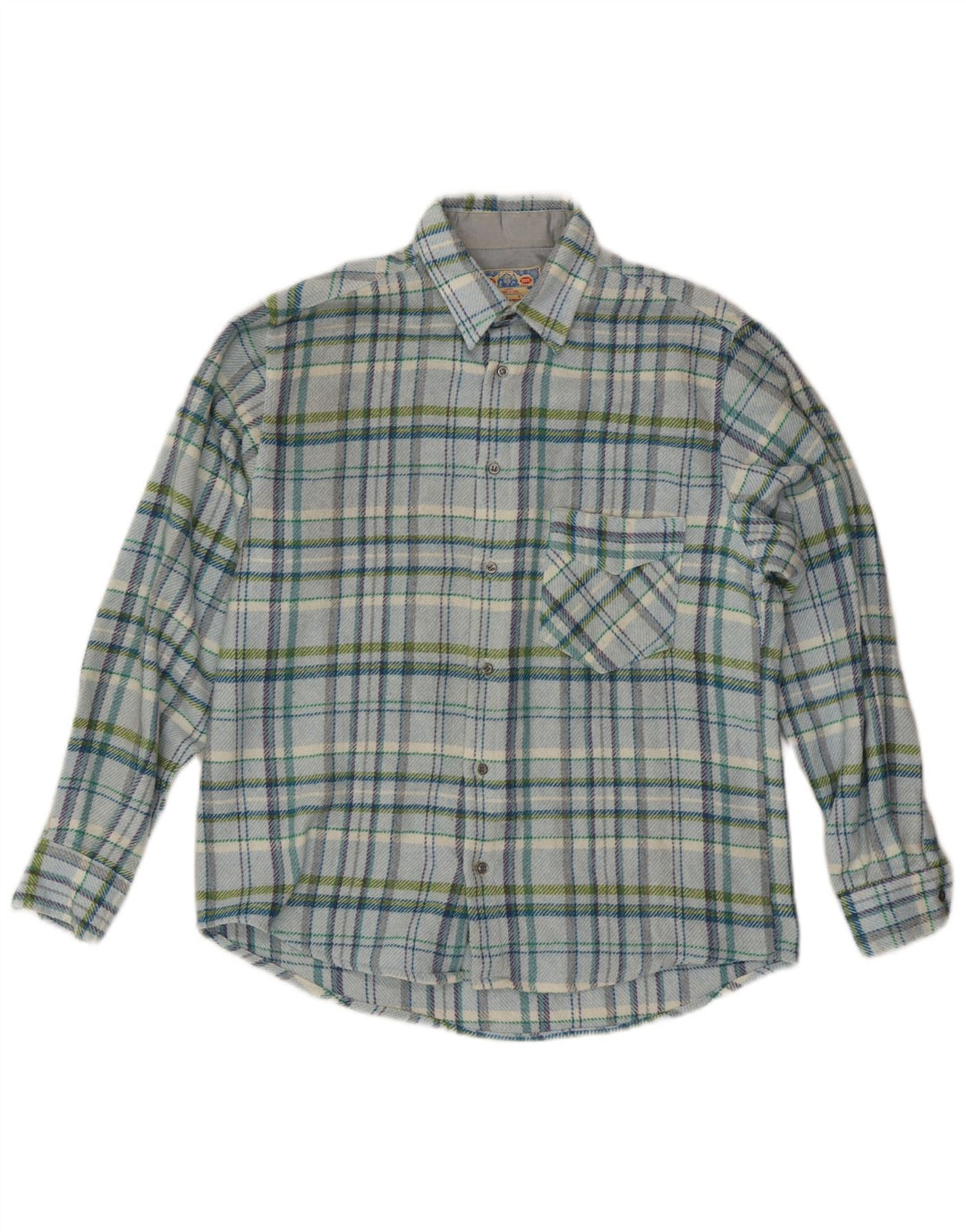 Винтажная мужская фланелевая рубашка Lumberjack среднего синего цвета в клетку