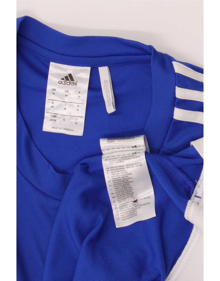 Мужская футболка Adidas Climalite, верх, средний синий, полиэстер с цветными блоками