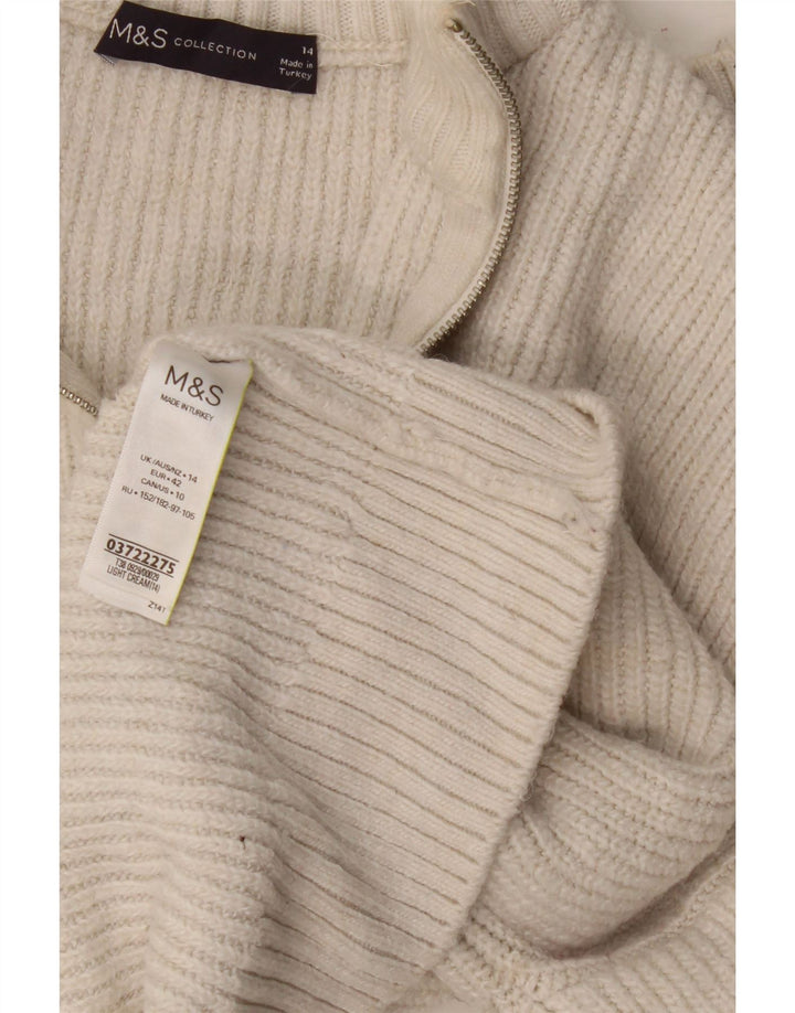 Женский джемпер с воротником на молнии Marks & Spencer UK 14, большой белый