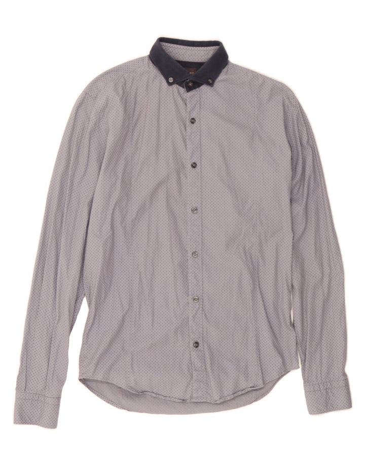 ZARA Mens Slim Fit Shirt Small Blue Spotted Vintage Zara and Second-Hand Zara from Messina Hembry 