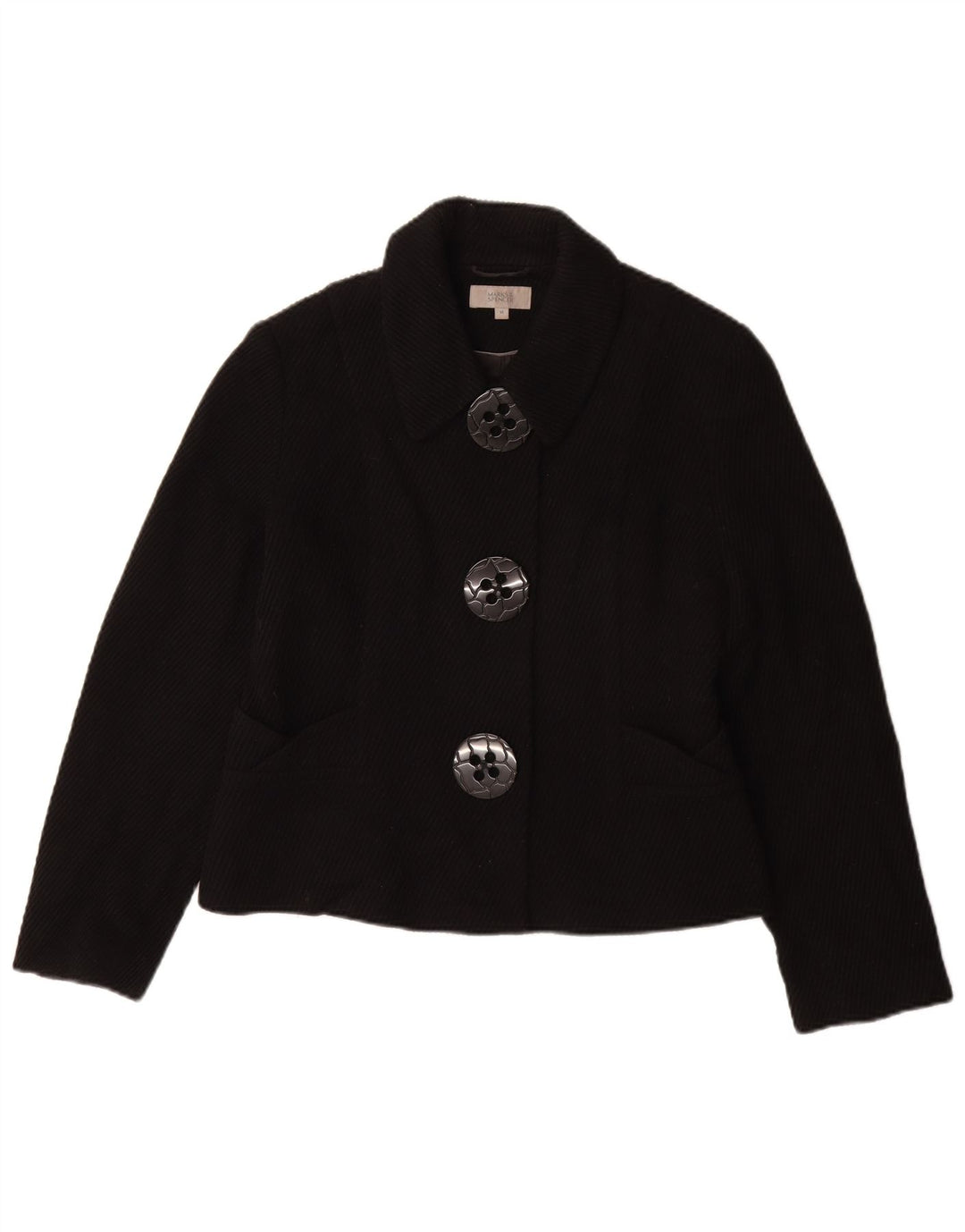 Женское короткое пальто Marks & Spencer UK 14, средний черный, вискоза