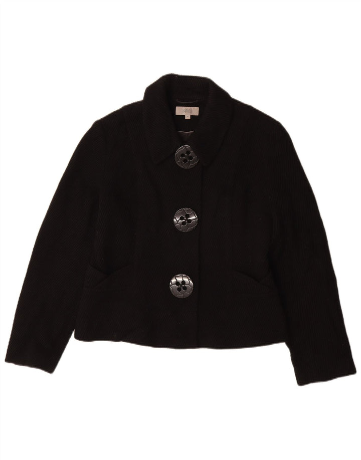 Женское короткое пальто Marks & Spencer UK 14, средний черный, вискоза