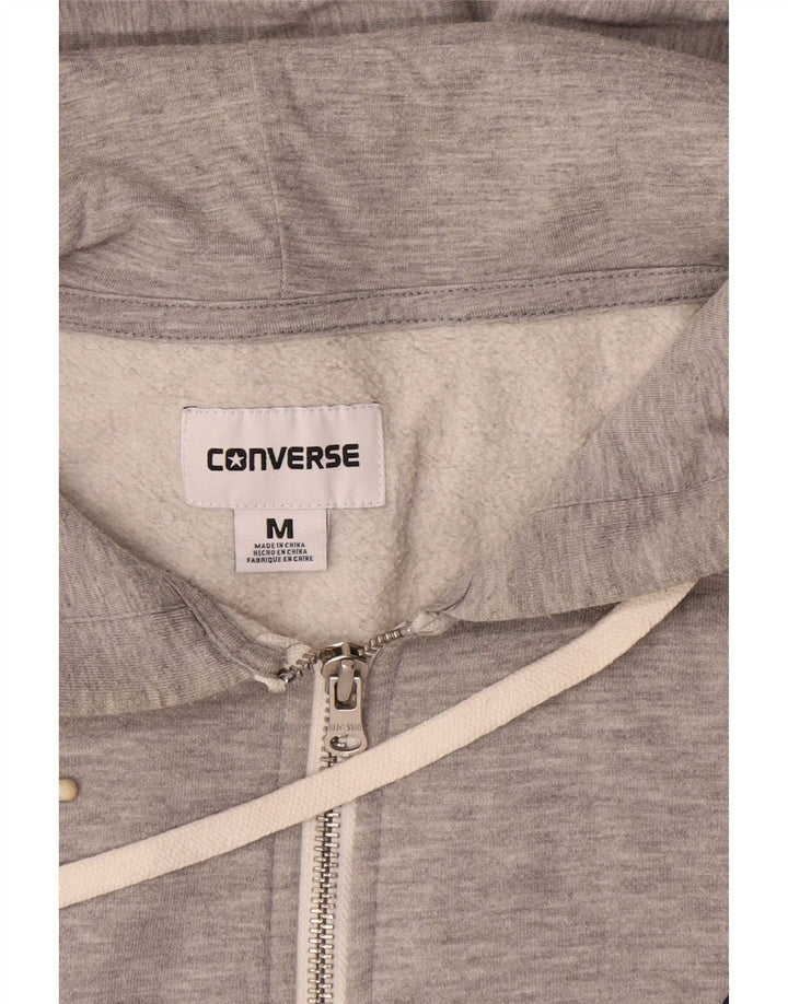 Мужской свитер с капюшоном на молнии Converse среднего серого цвета, хлопок