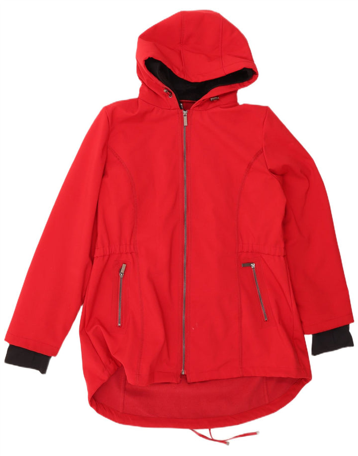 Женская парка French Connection с капюшоном, Великобритания 18 XL, красный полиэстер