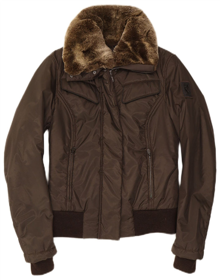 BELSTAFF Womens Bomber Jacket IT 40 Small Brown Polyester