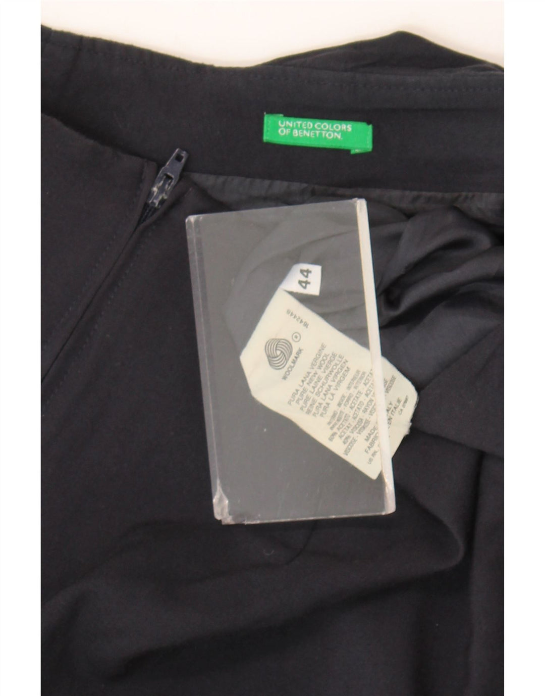 Женская мини-юбка Benetton IT 44 Medium W28 Темно-синяя из натуральной шерсти