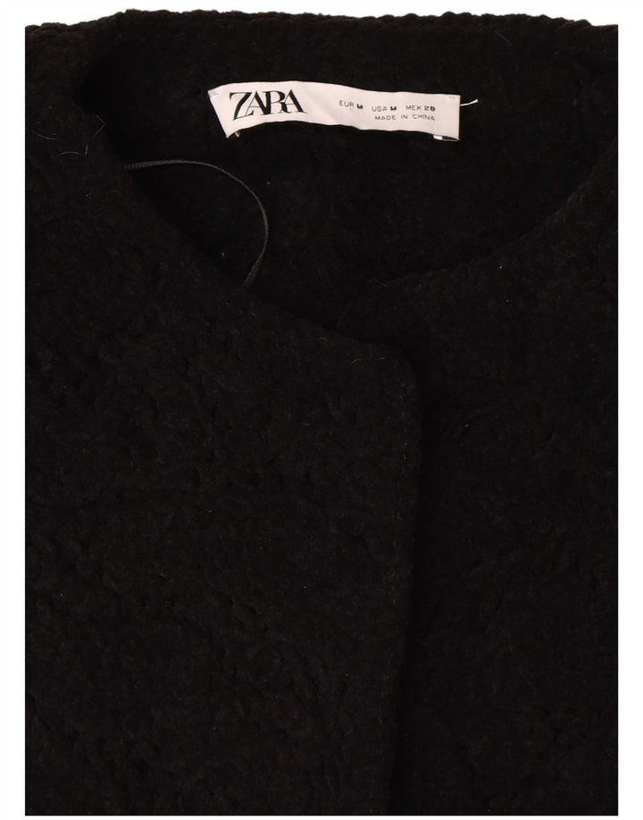 Женский пиджак оверсайз с короткими рукавами Zara UK 14, средний черный