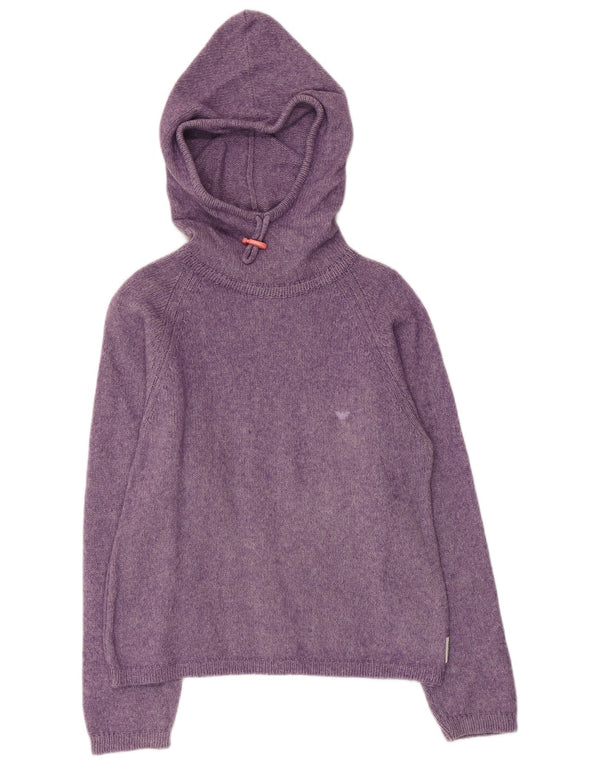 ARMANI JUNIOR Girls Hooded Jumper 7-8 Years Purple Cotton
