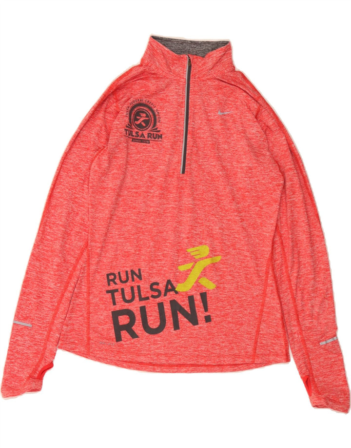 NIKE Womens Dri Fit Pullover Tracksuit Top UK 10 Small Red Flecked Vintage Nike and Second-Hand Nike from Messina Hembry 