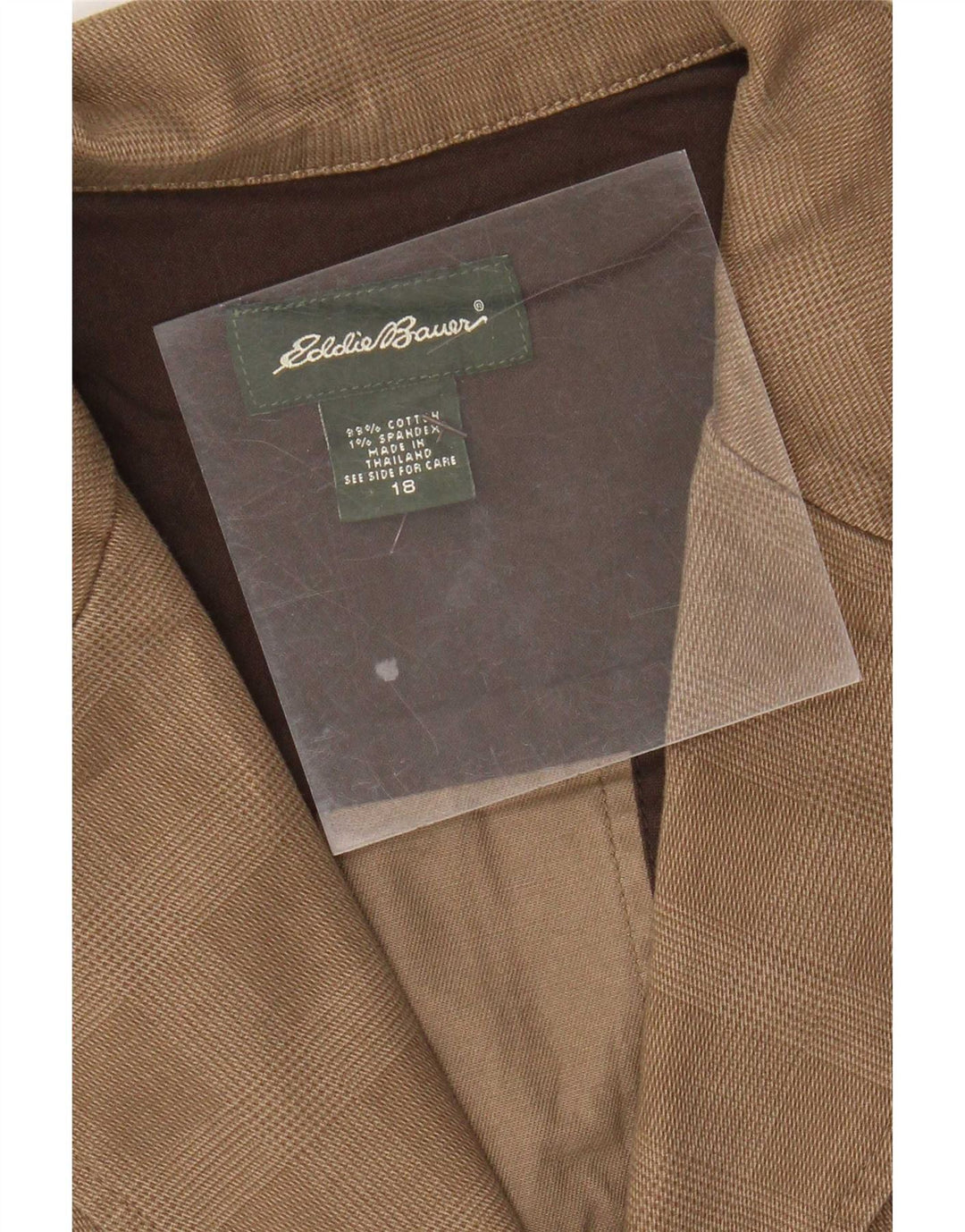 Eddie Bauer Женский пиджак с 3 пуговицами США 18 XXL Бежевый клетчатый хлопок