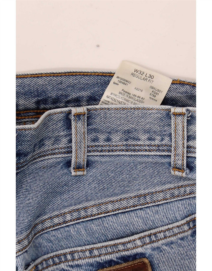 Мужские прямые джинсы Wrangler стандартного кроя W32 L30, синие, хлопок