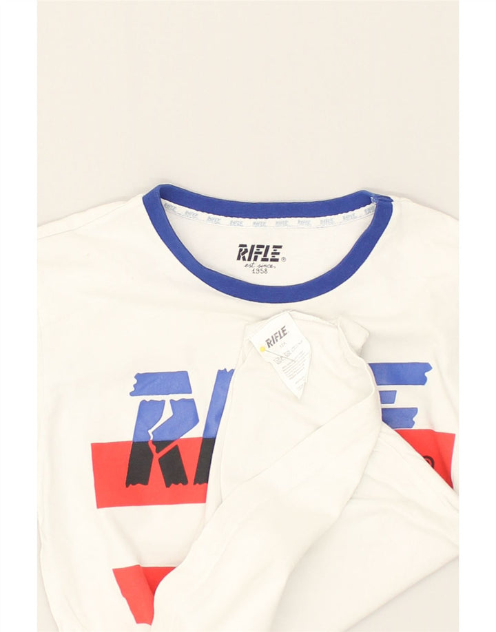 RIFLE Boys Graphic T-Shirt Top 11-12 Years White Cotton | Vintage Rifle | Thrift | Second-Hand Rifle | Used Clothing | Messina Hembry 