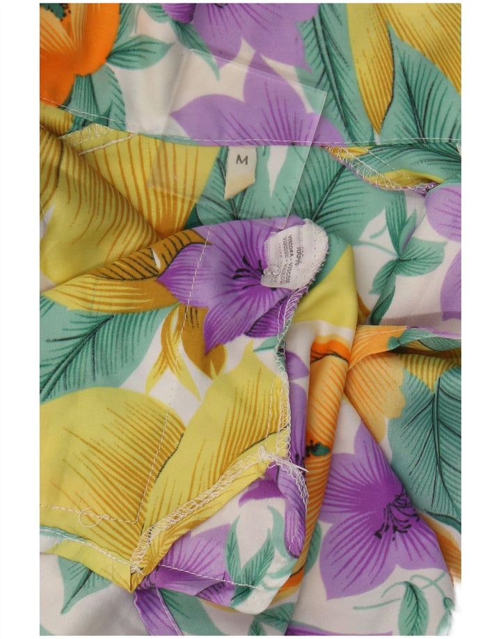 Винтажная женская блузка-рубашка UK 14, средний разноцветный цветочный вискоза