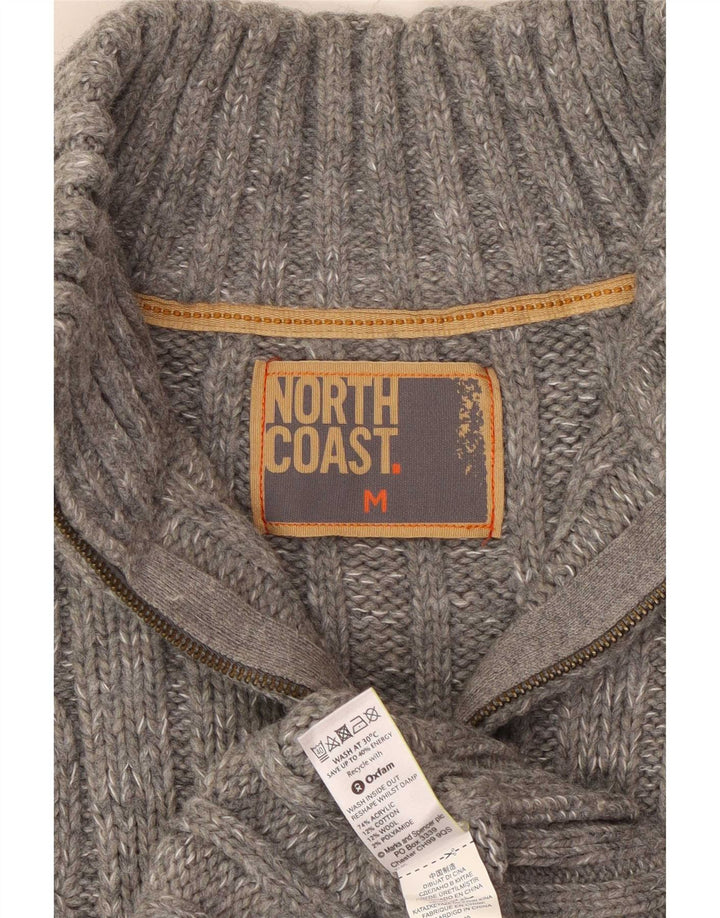 Мужской джемпер с воротником на молнии Marks & Spencer North Coast, средний серый