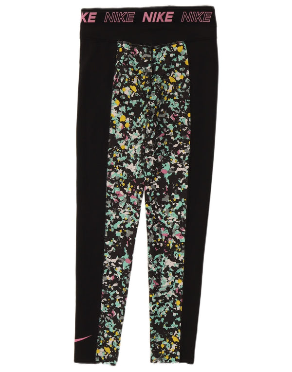 Леггинсы NIKE для девочек Dri Fit с рисунком, 12–13 лет, большие, черные в пятнах