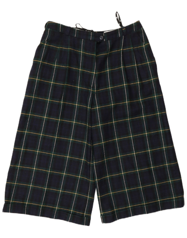 Винтажные женские шорты-бермуды с высокой талией EU 42, большие W30, темно-синие в клетку