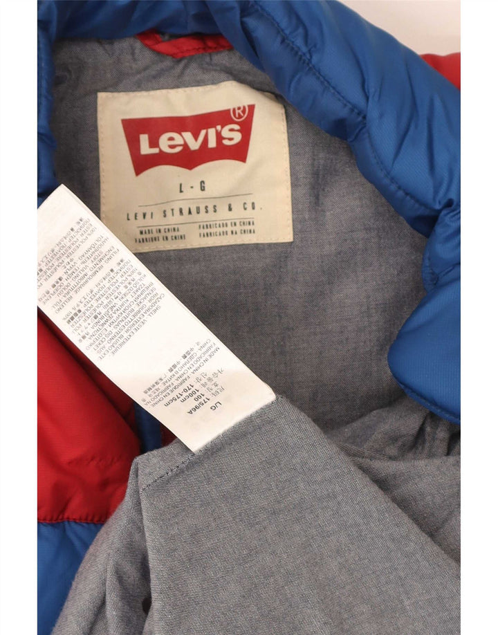 Мужской утепленный жилет Levi's UK 40, большой синий, полиэстер с цветными блоками