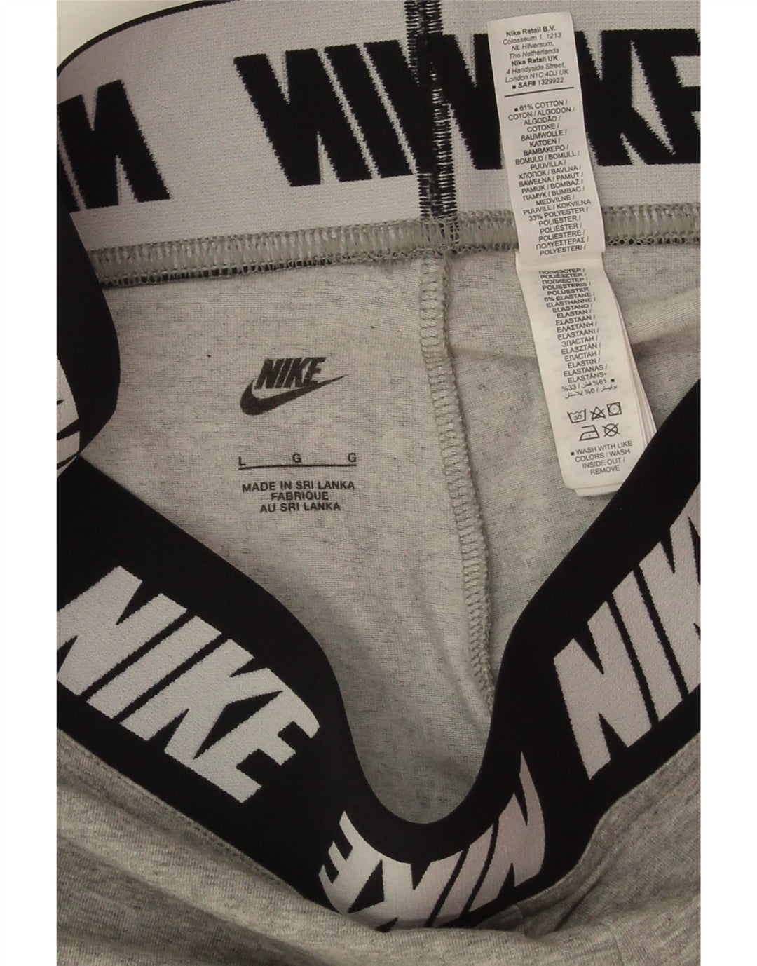 Женские леггинсы с рисунком Nike UK 14, большие серые хлопковые
