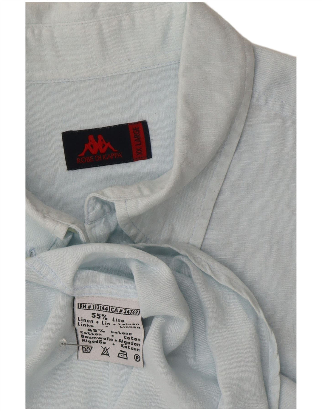 Мужская рубашка с коротким рукавом Kappa 2XL, синяя льняная