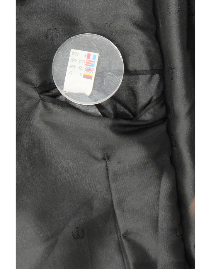 Мужской укороченный двубортный пиджак WILVORST UK 42 XL, черный в тонкую полоску