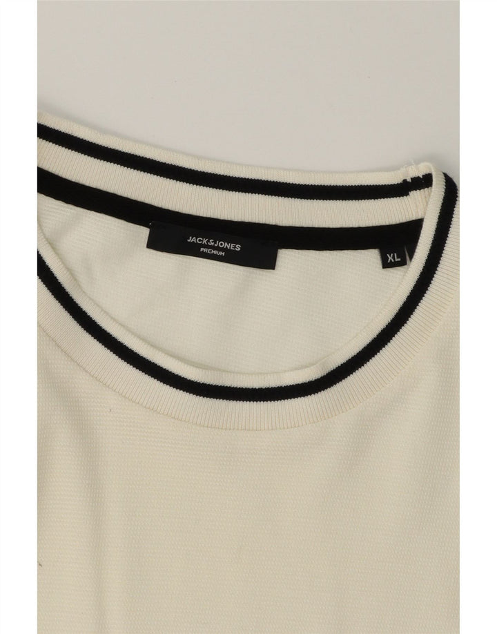 JACK & JONES Mens T-Shirt Top XL Off White Cotton Vintage Jack & Jones and Second-Hand Jack & Jones from Messina Hembry 