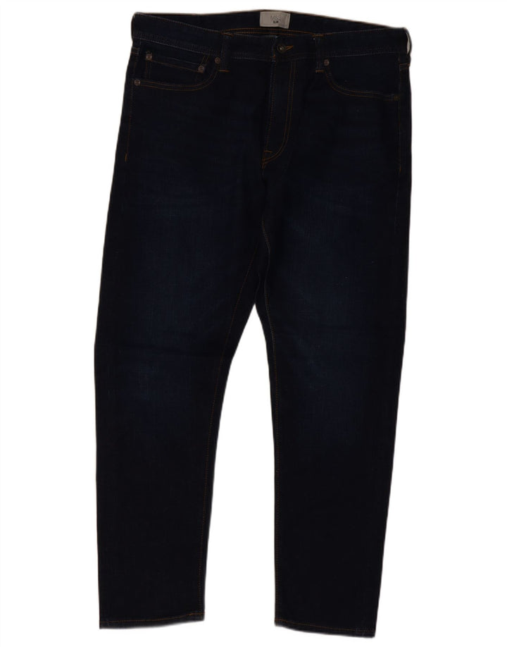 Мужские узкие джинсы Marks & Spencer W34 L29 темно-синие, хлопок