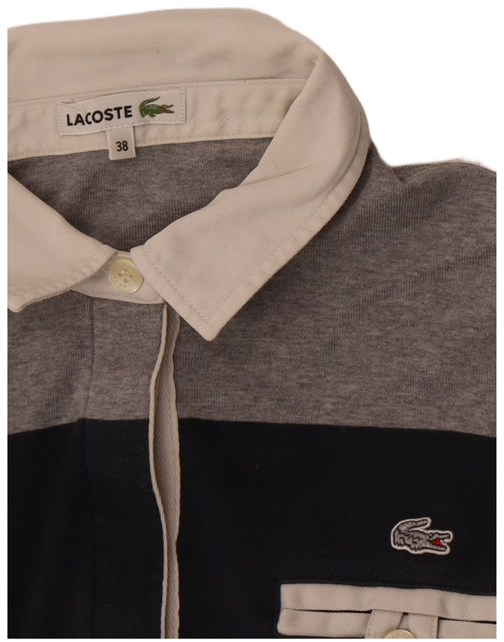 Женская рубашка-поло для регби Lacoste, размер 38, средняя, темно-синяя в полоску